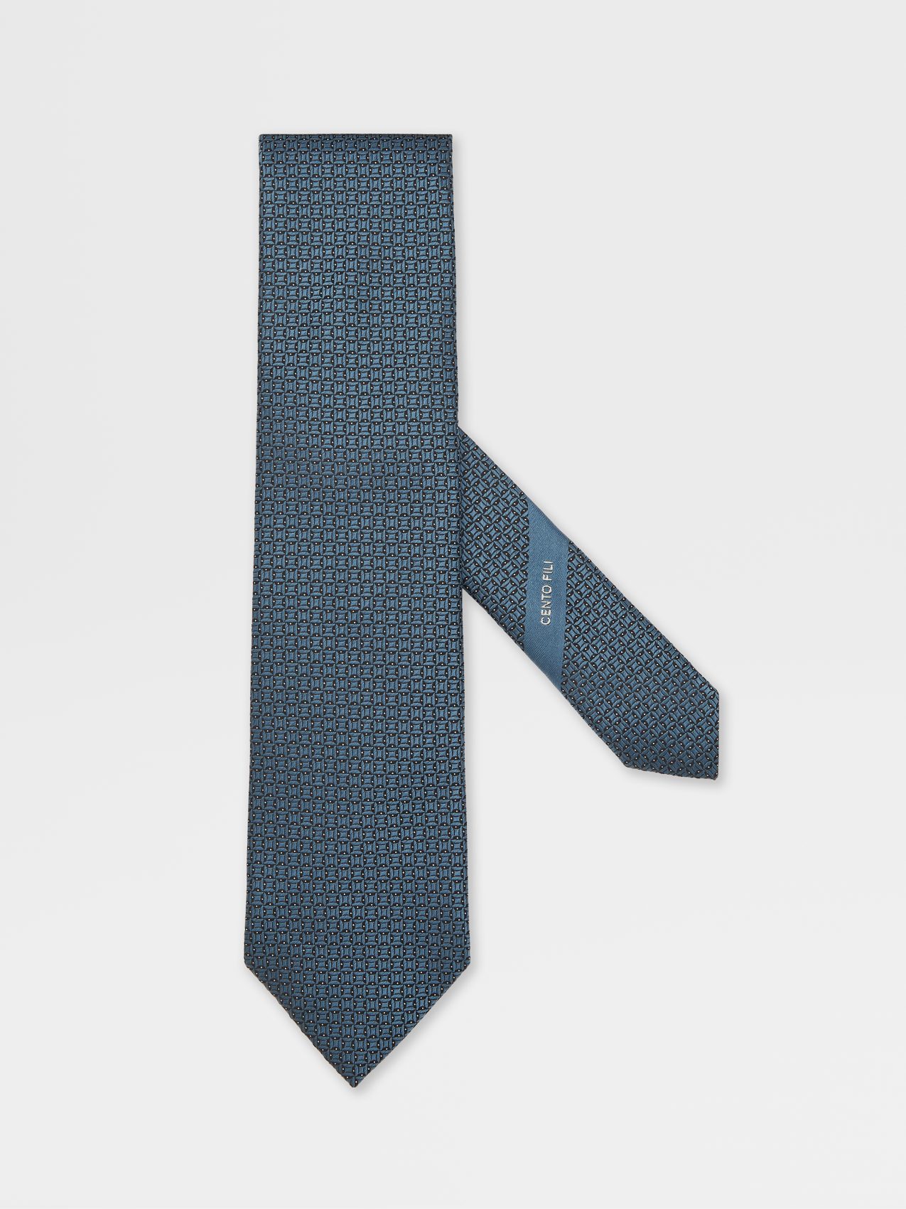 Teal Blue CENTO FILI Silk Tie